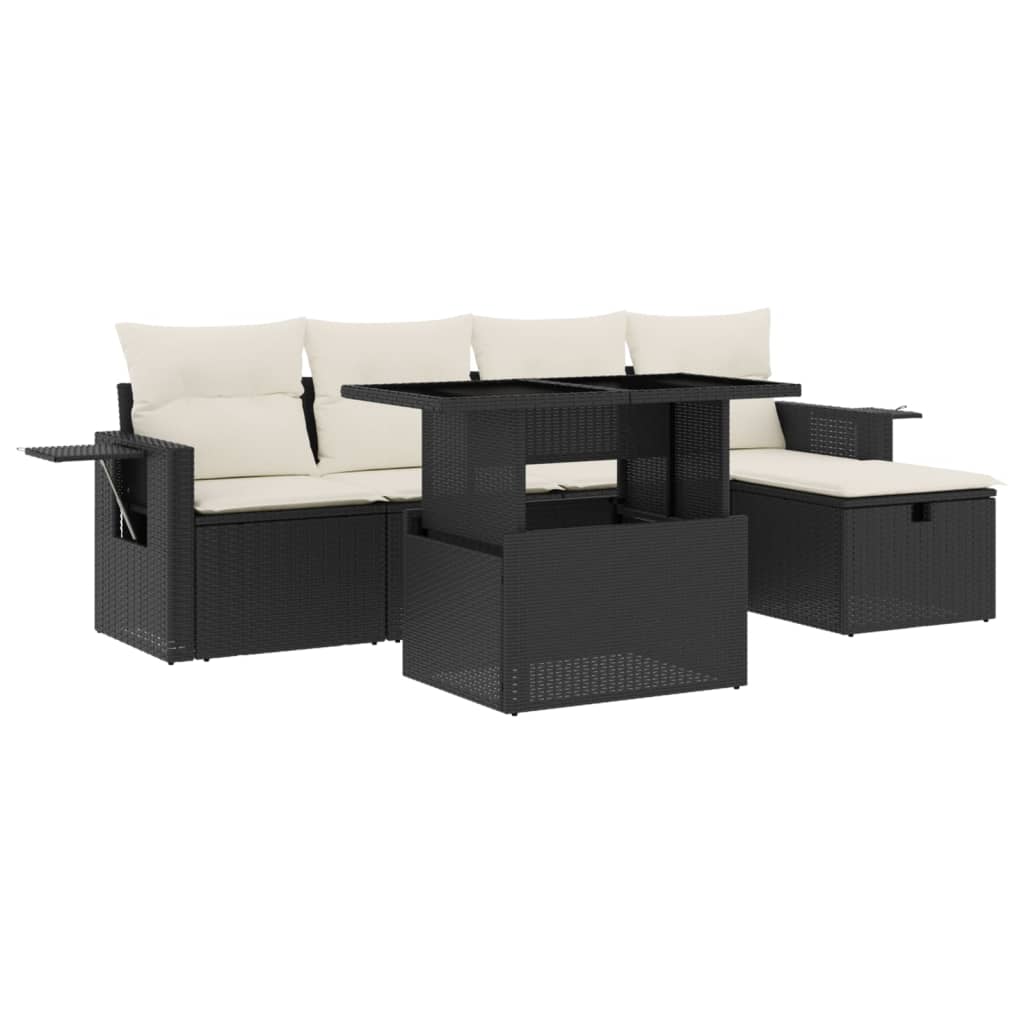 Garden Sofa Set Black for the sofa set, Cream white for cushions