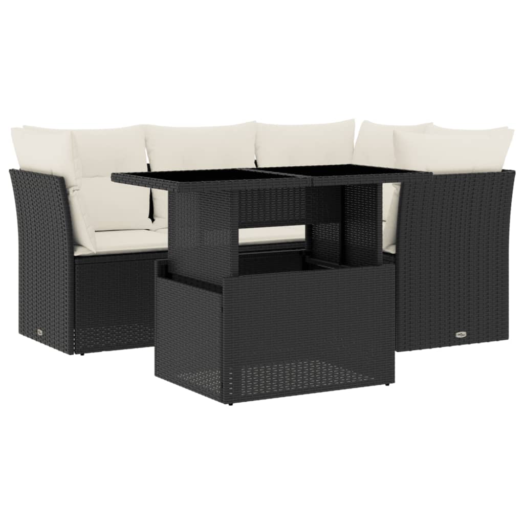Garden Sofa Set Black frame and cream white cushions