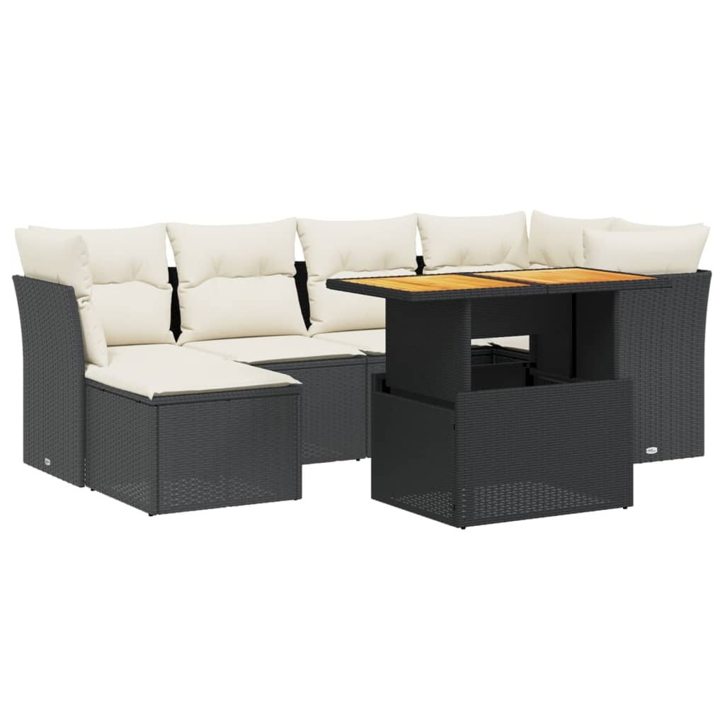 Garden Sofa Set Black (Frame), Cream White (Cushions)