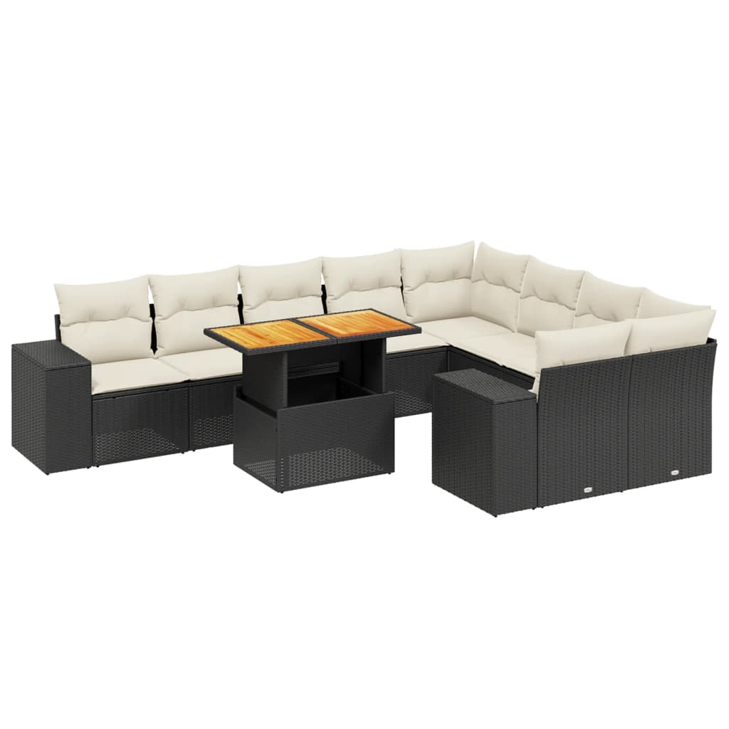 Garden Sofa Set Black frame, Cream white cushions