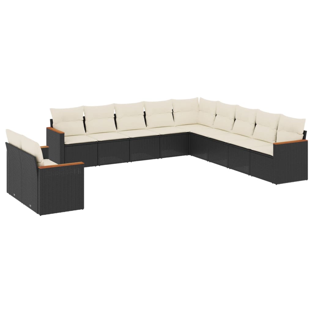 Garden Sofa Set Black Frame with Cream White Cushions