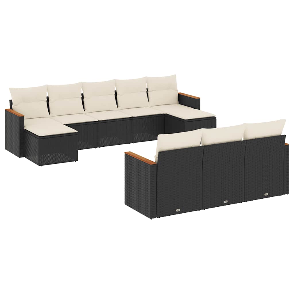 Garden Sofa Set Black PE rattan 10 Piece set Garden Sofa Set