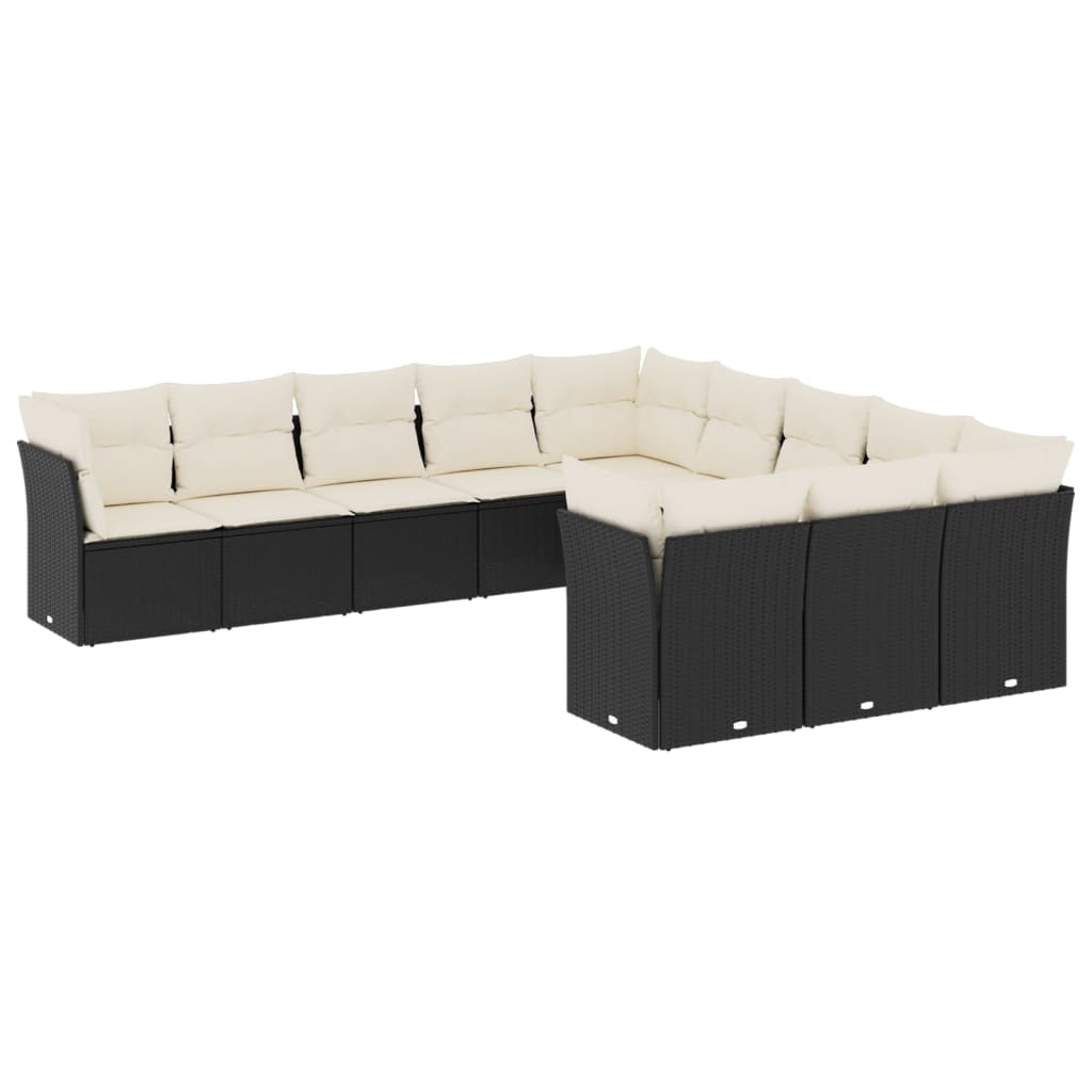 Garden Sofa Set Black PE rattan 11 Piece Large Set Modular