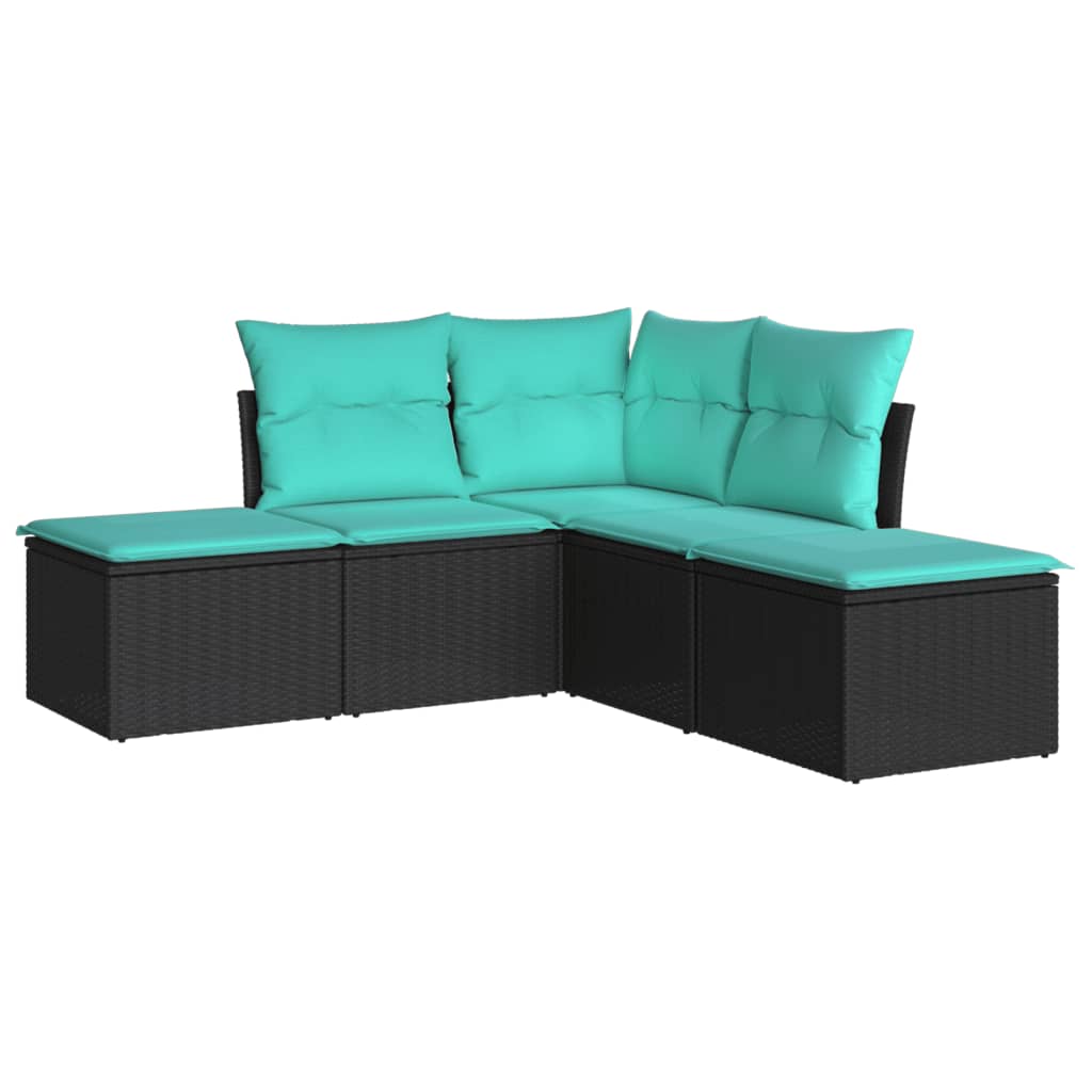 Garden Sofa Set Black PE rattan 5 Piece Set