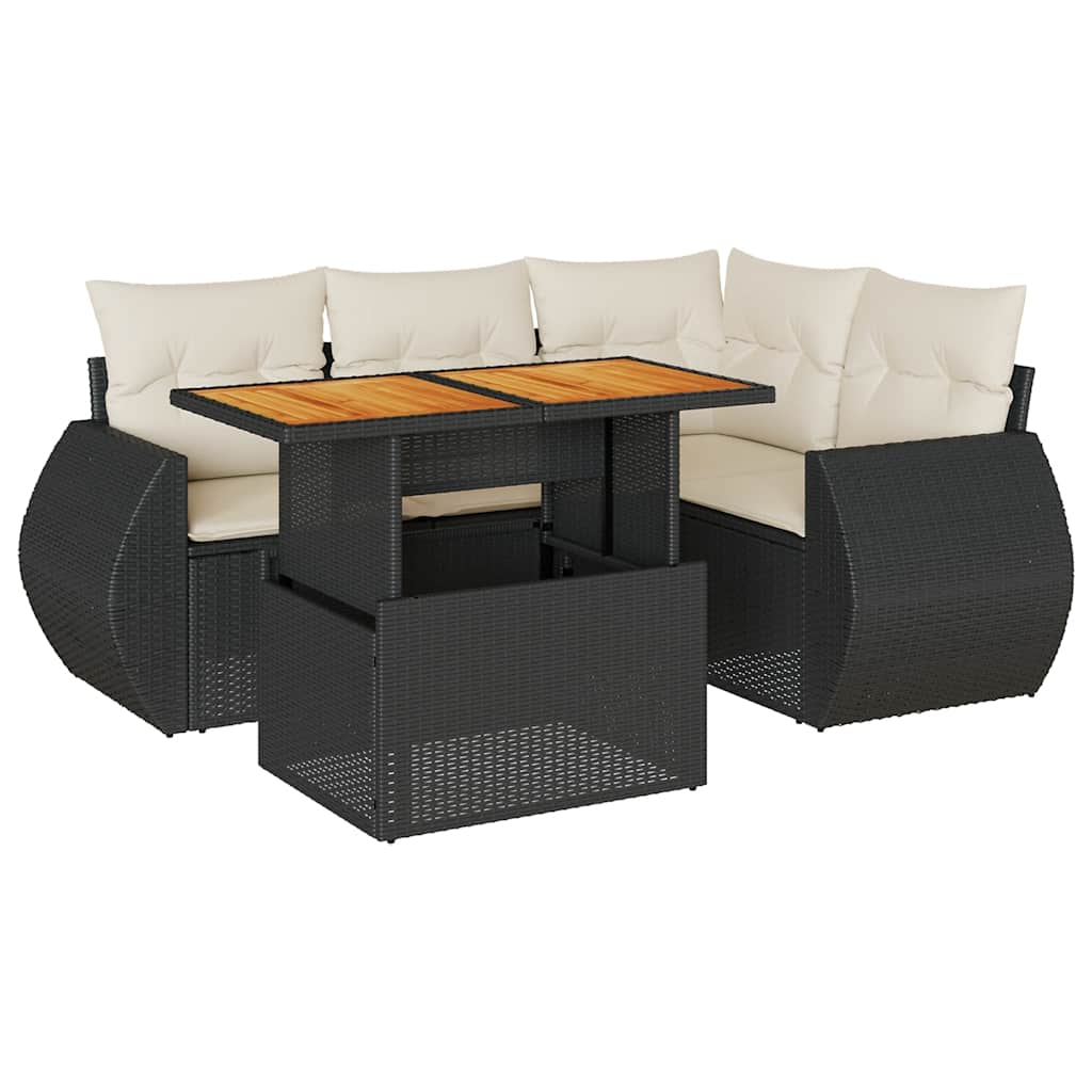 Garden Sofa Set Black PE rattan 6 Seater Outdoor Sofa Set