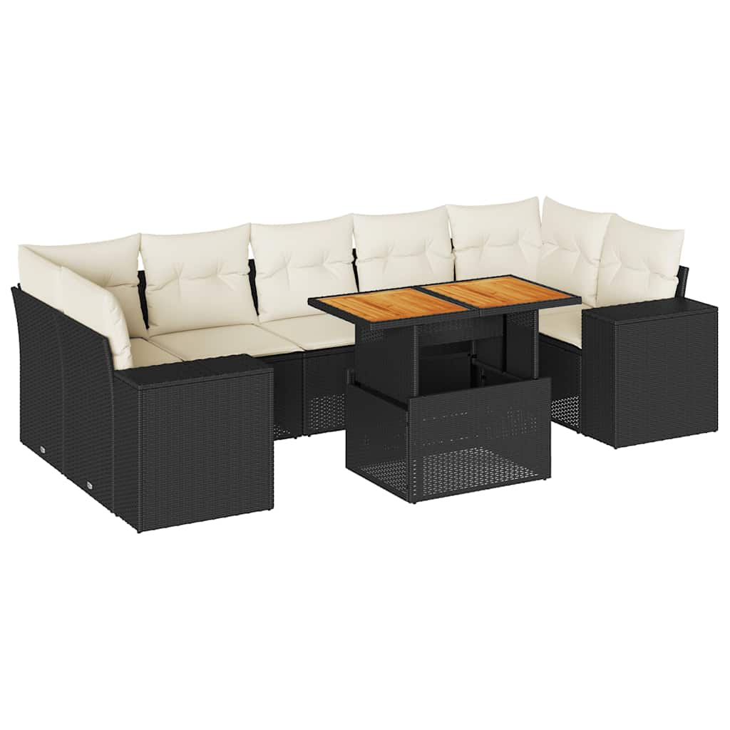 Garden Sofa Set Black PE Rattan 8 Piece Modular Garden Sofa Set