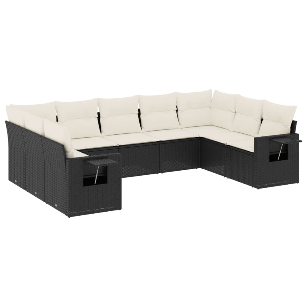 Garden Sofa Set Black PE Rattan 9 Piece Modular Garden Sofa Set