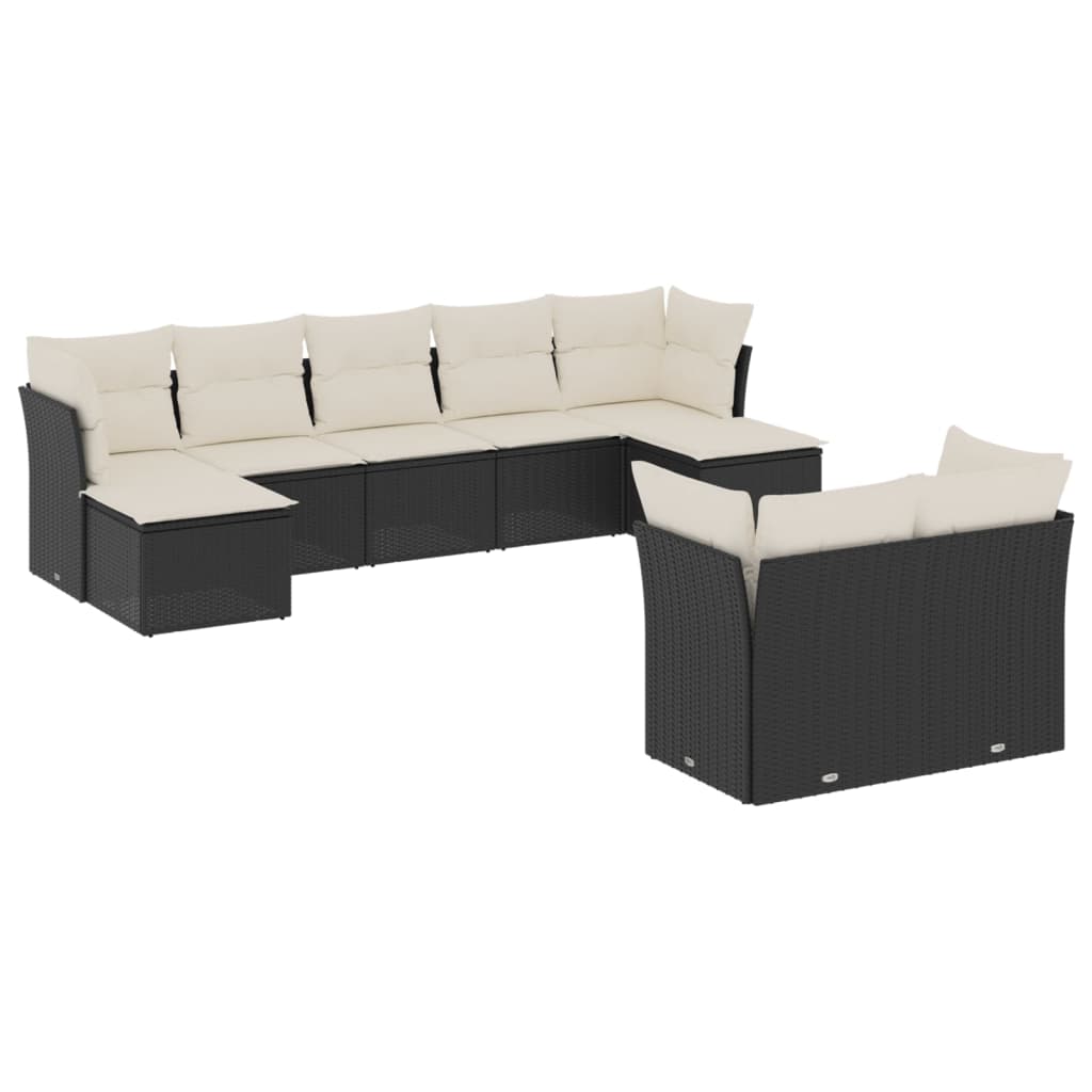 Garden Sofa Set Black PE Rattan 9 pieces Modular