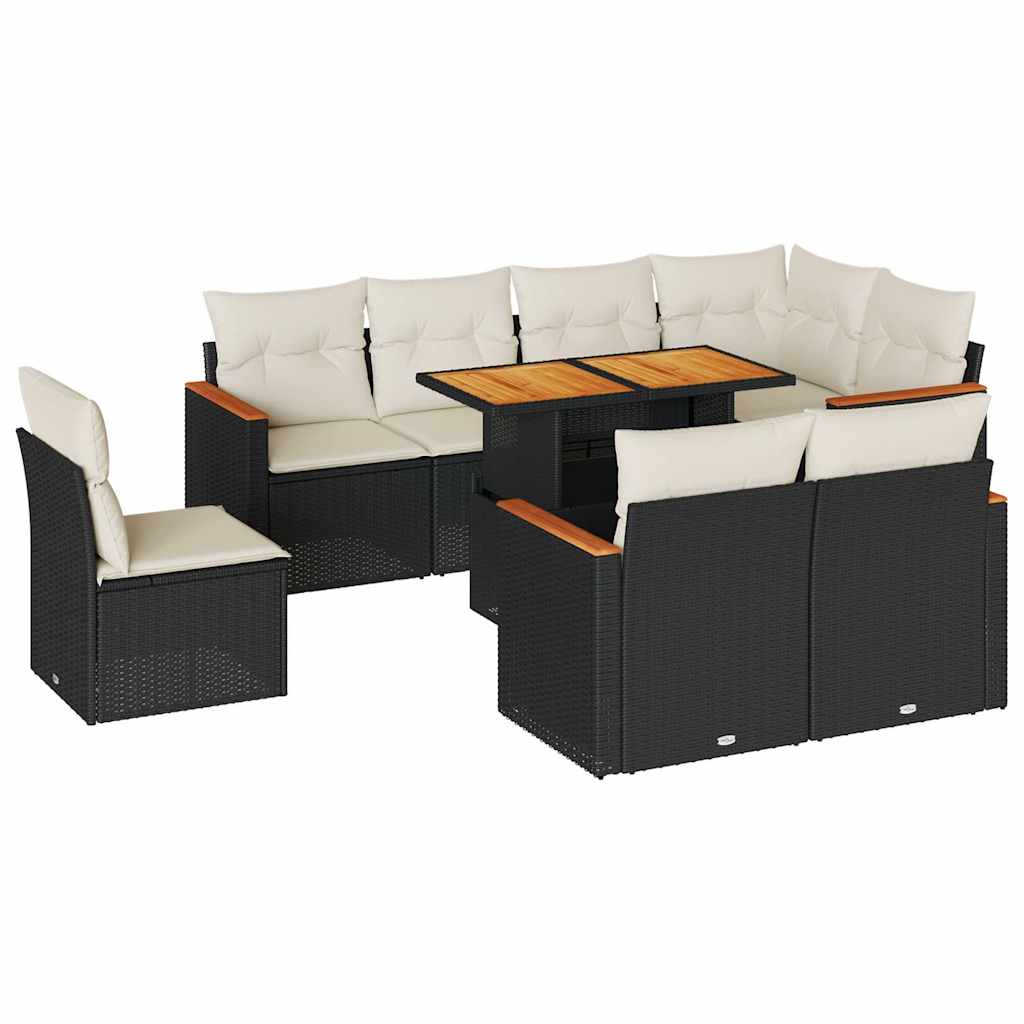 Garden Sofa Set Black PE rattan Extra large Adjustable Feet