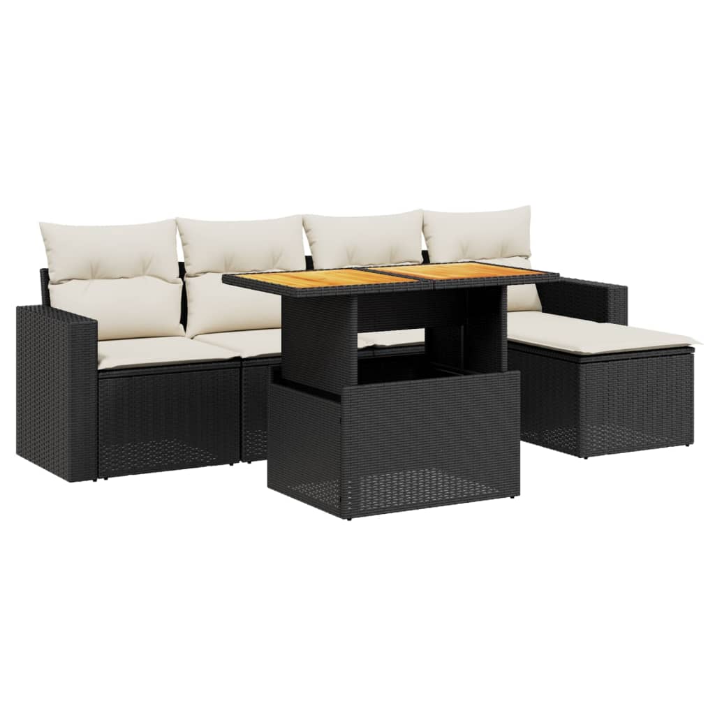 Garden Sofa Set Black PE Rattan Garden Sofa Set Rectangular