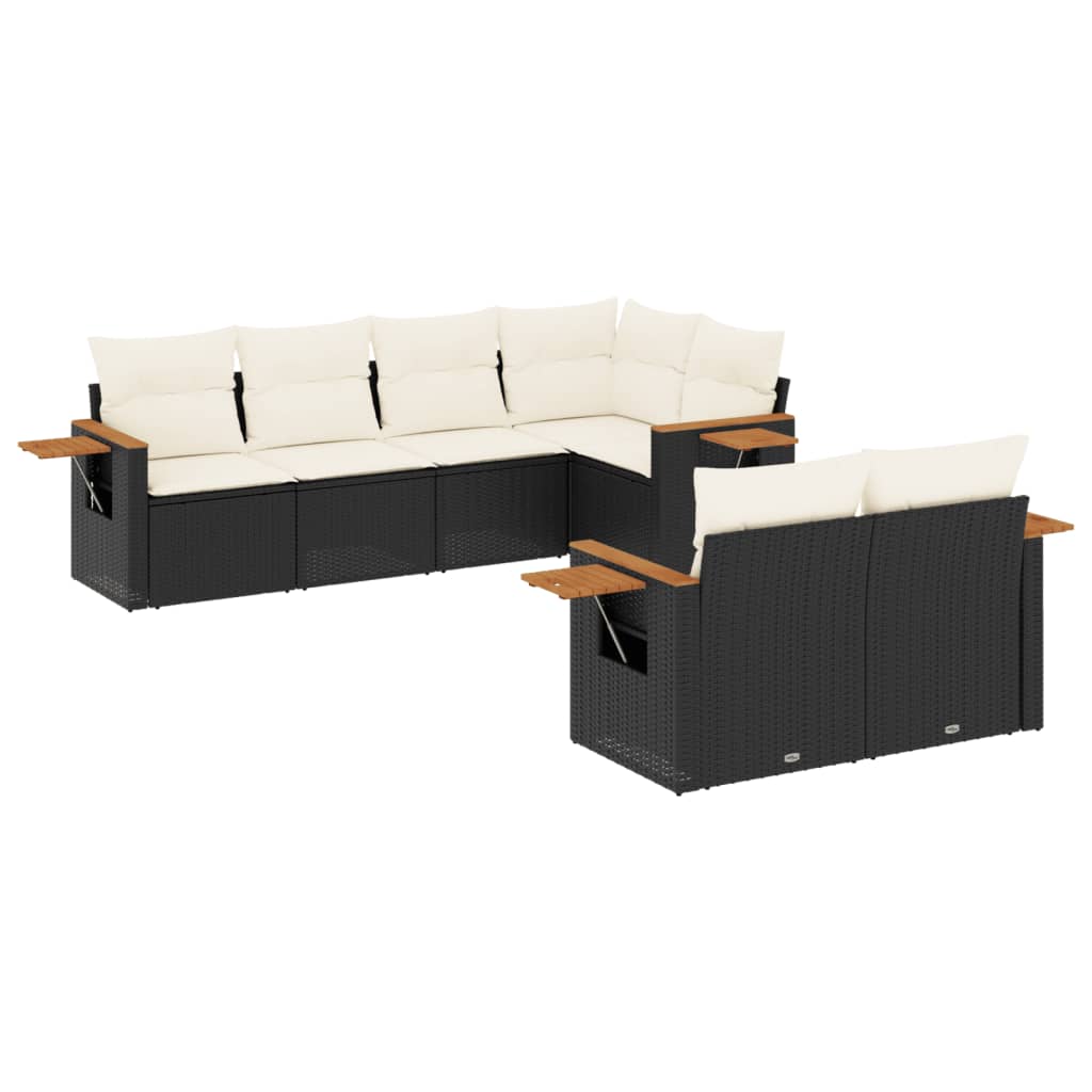 Garden Sofa Set Black PE rattan Large Adjustable Armrests