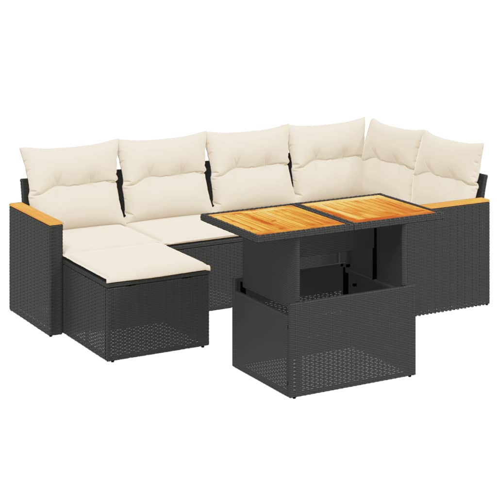 Garden Sofa Set Black PE rattan Large Adjustable Armrests