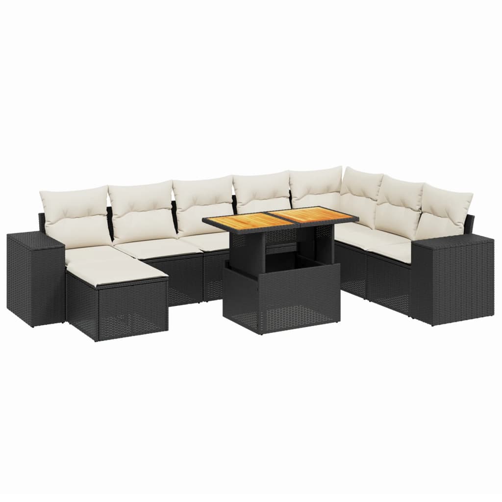 Garden Sofa Set Black PE rattan Large Adjustable Armrests