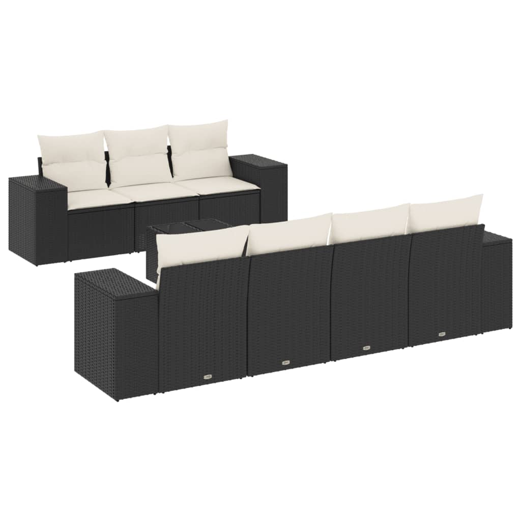 Garden Sofa Set Black PE Rattan Large Adjustable Armrests
