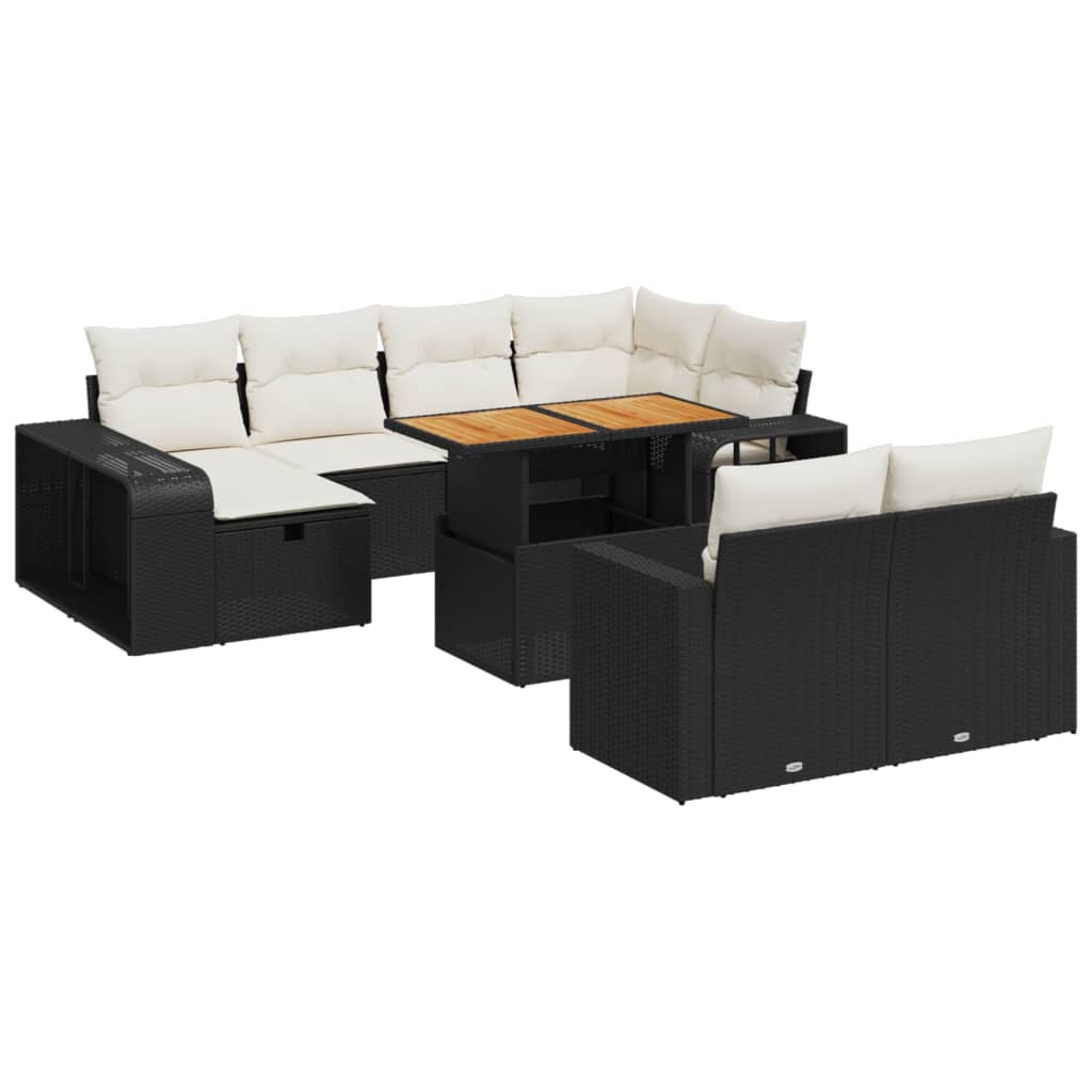 Garden Sofa Set Black PE rattan Large Adjustable Armrests