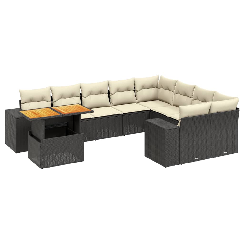 Garden Sofa Set Black PE rattan Large Adjustable Armrests