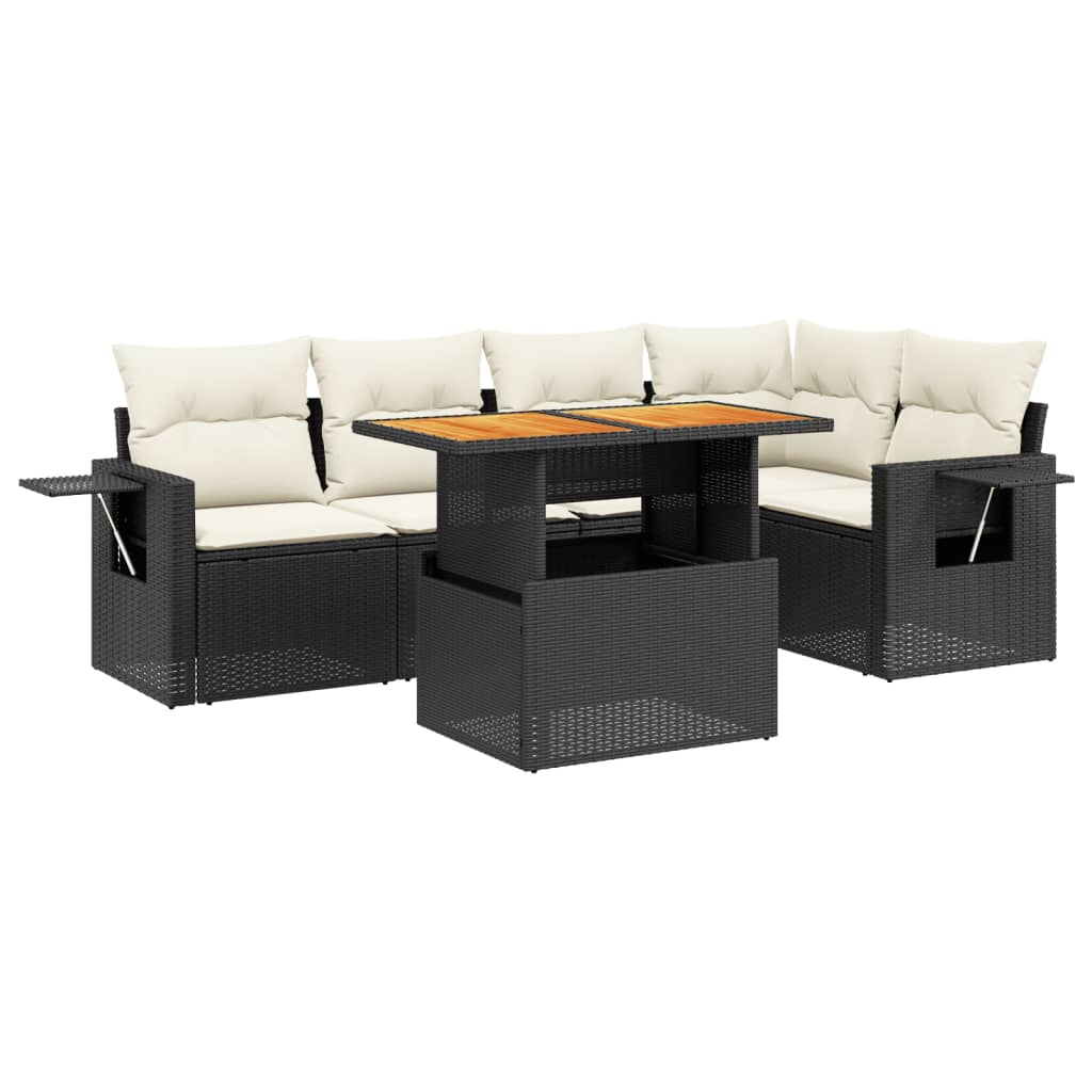 Garden Sofa Set Black PE rattan Large Adjustable Armrests