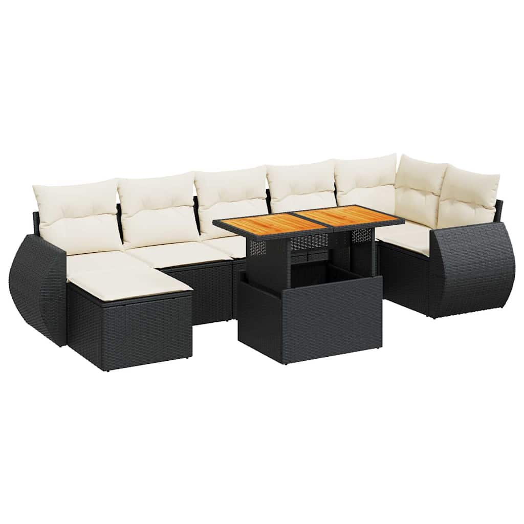 Garden Sofa Set Black PE rattan Large Adjustable Armrests