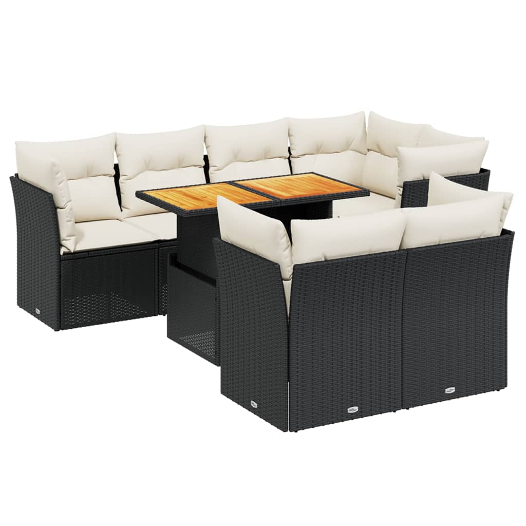 Garden Sofa Set Black PE Rattan Large Adjustable Armrests