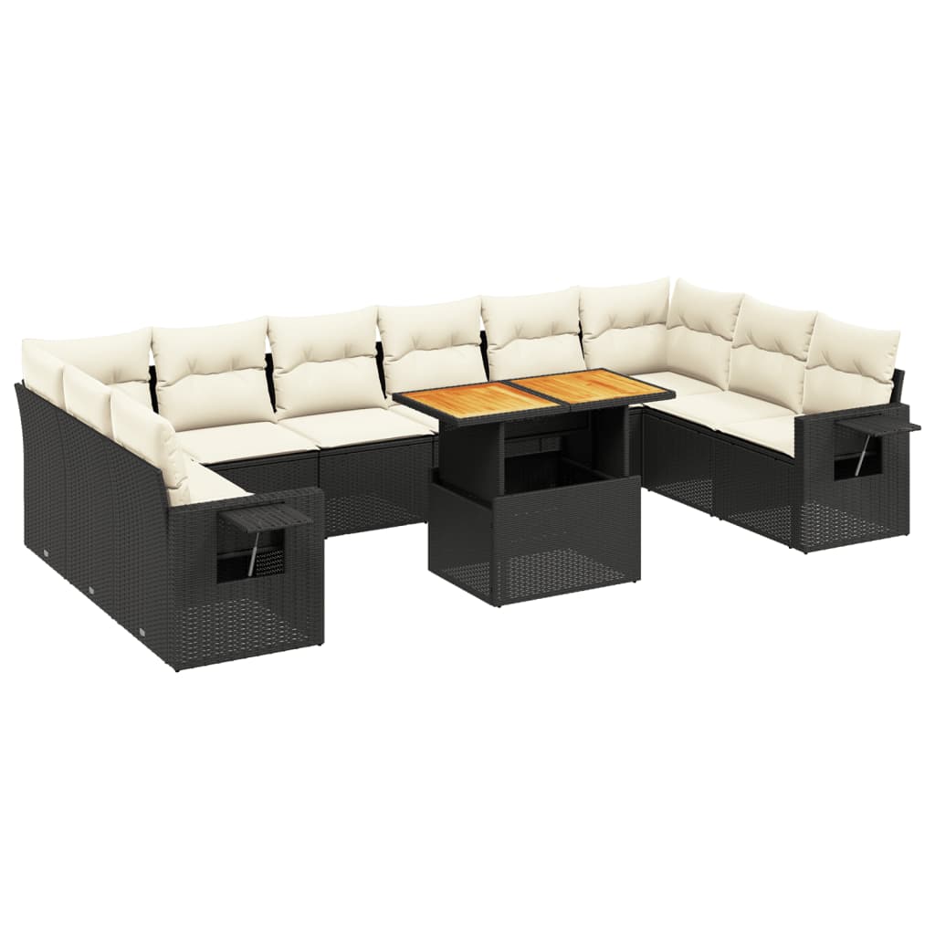 Garden Sofa Set Black PE rattan Large Adjustable Armrests