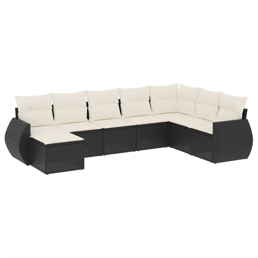 Garden Sofa Set Black PE rattan Large Adjustable Armrests
