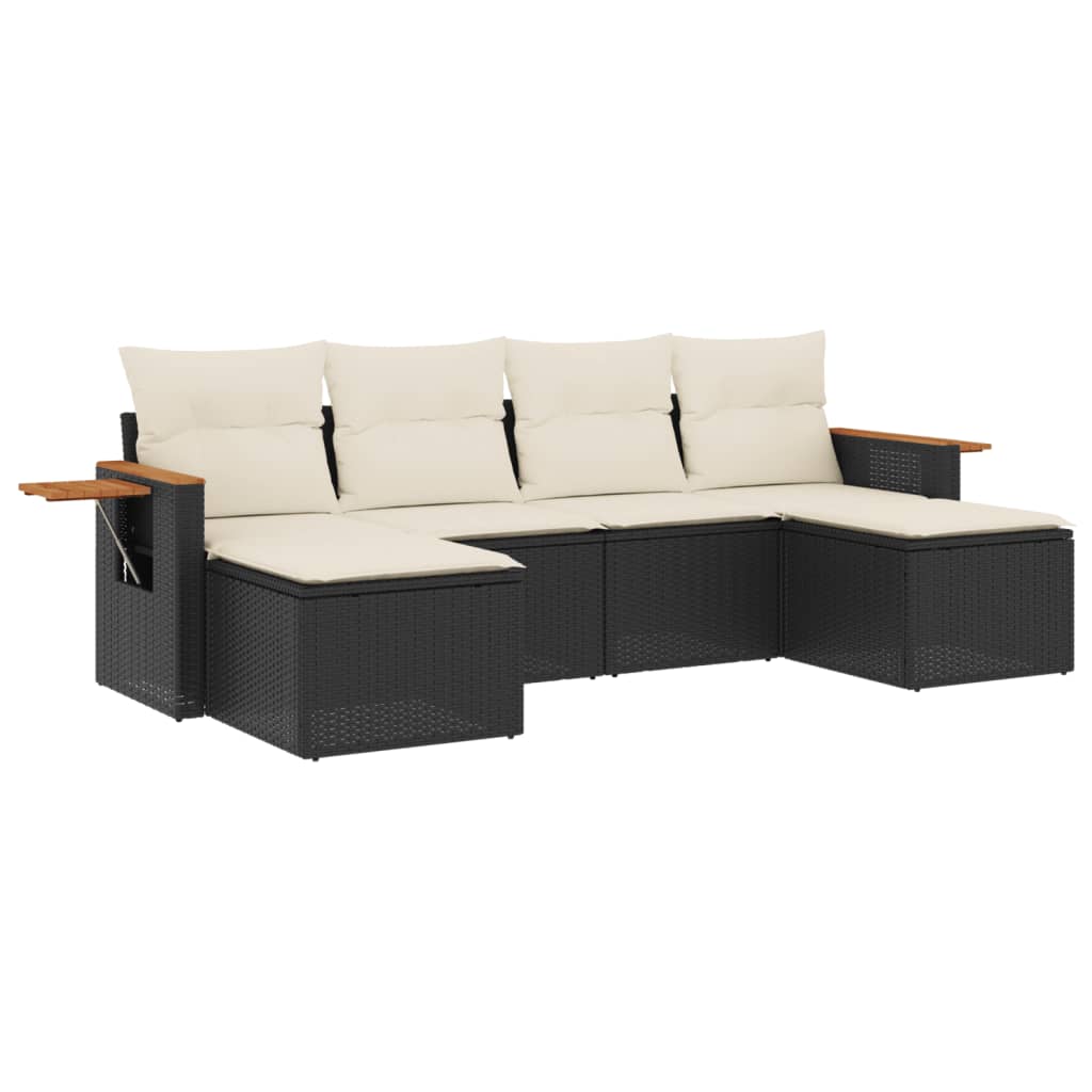 Garden Sofa Set Black PE Rattan Large Adjustable Armrests