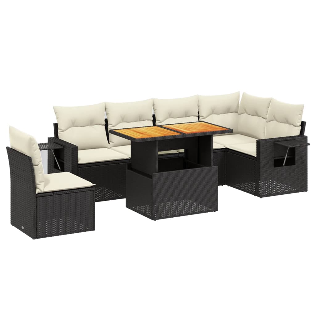 Garden Sofa Set Black PE rattan Large Adjustable Armrests