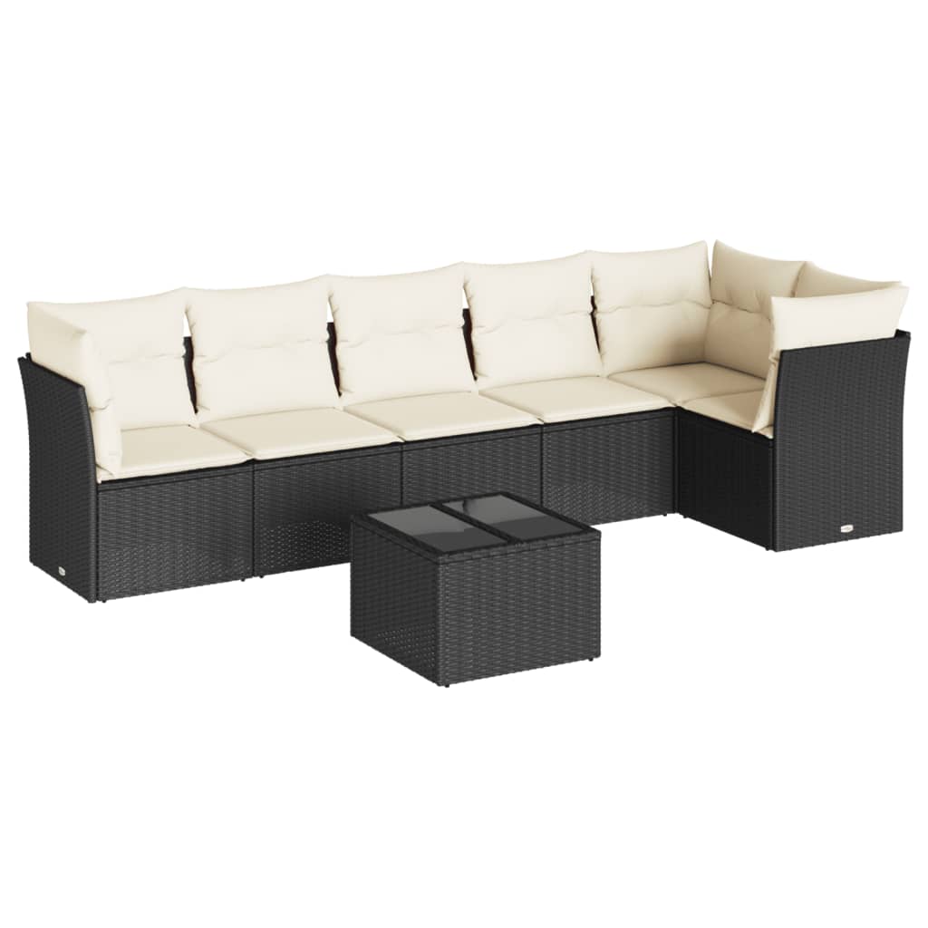 Garden Sofa Set Black PE Rattan Large Adjustable Feet