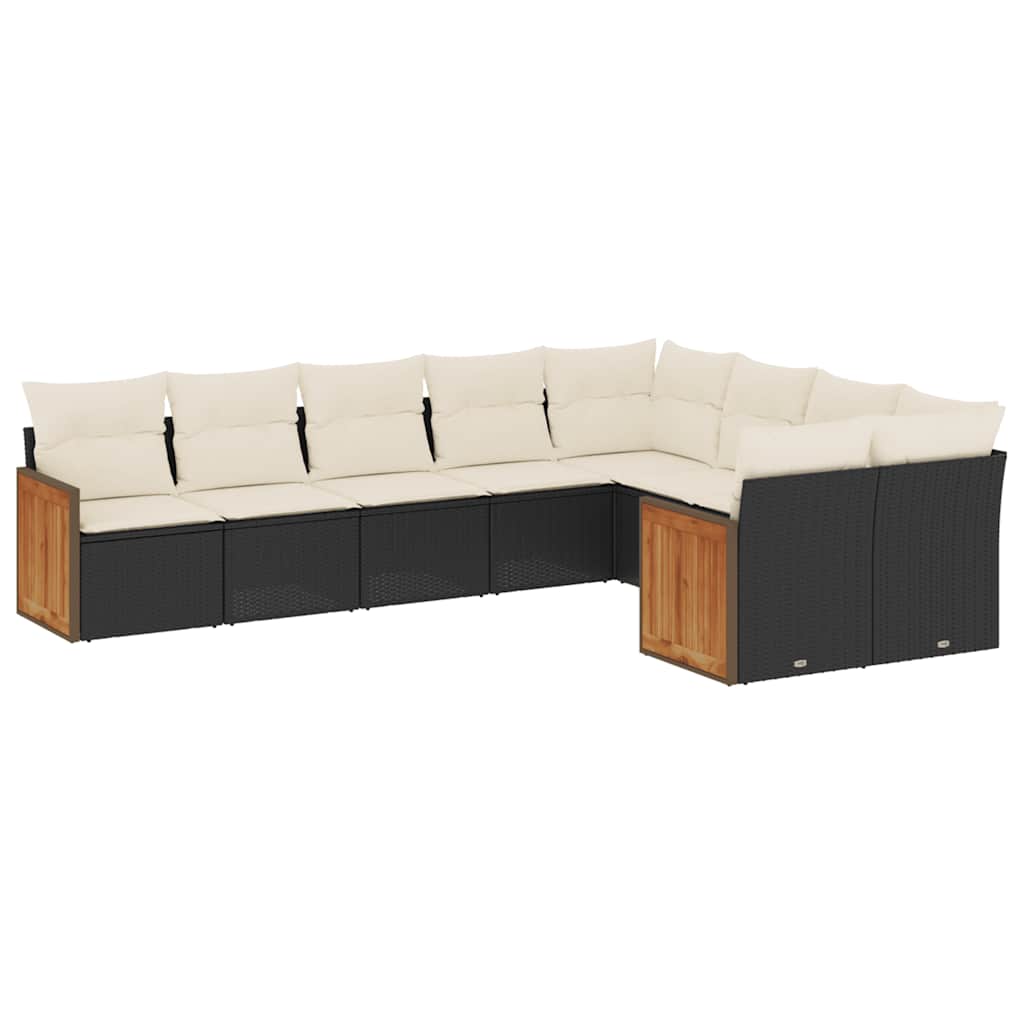 Garden Sofa Set Black PE rattan Large Adjustable Feet