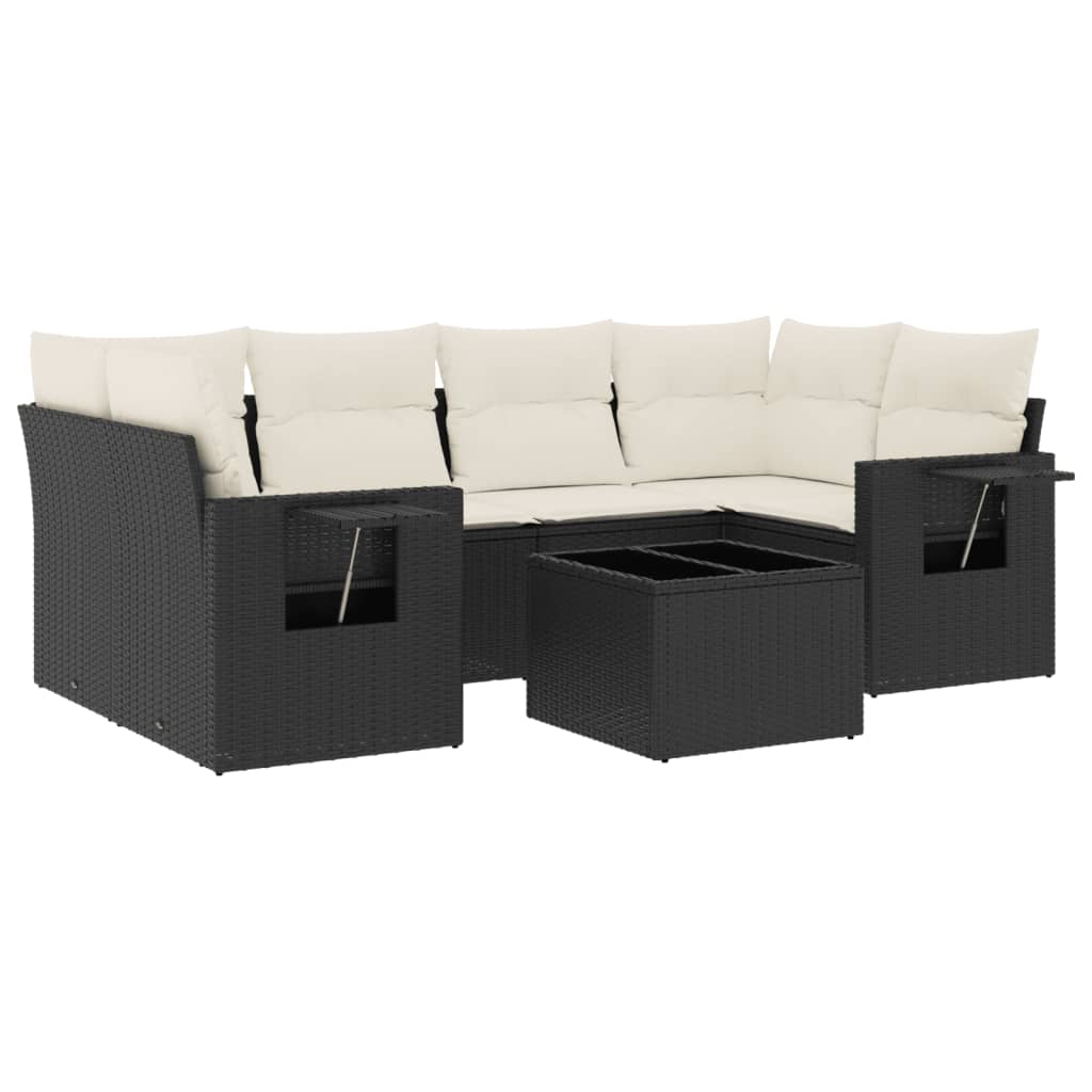 Garden Sofa Set Black PE rattan Large Adjustable Feet