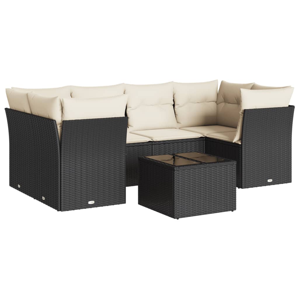 Garden Sofa Set Black PE Rattan Large Adjustable Feet