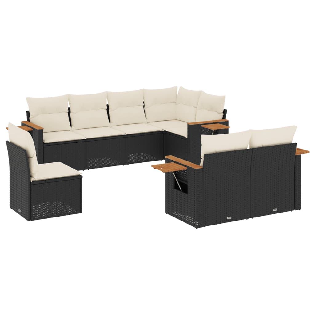 Garden Sofa Set Black PE rattan Large Adjustable Feet
