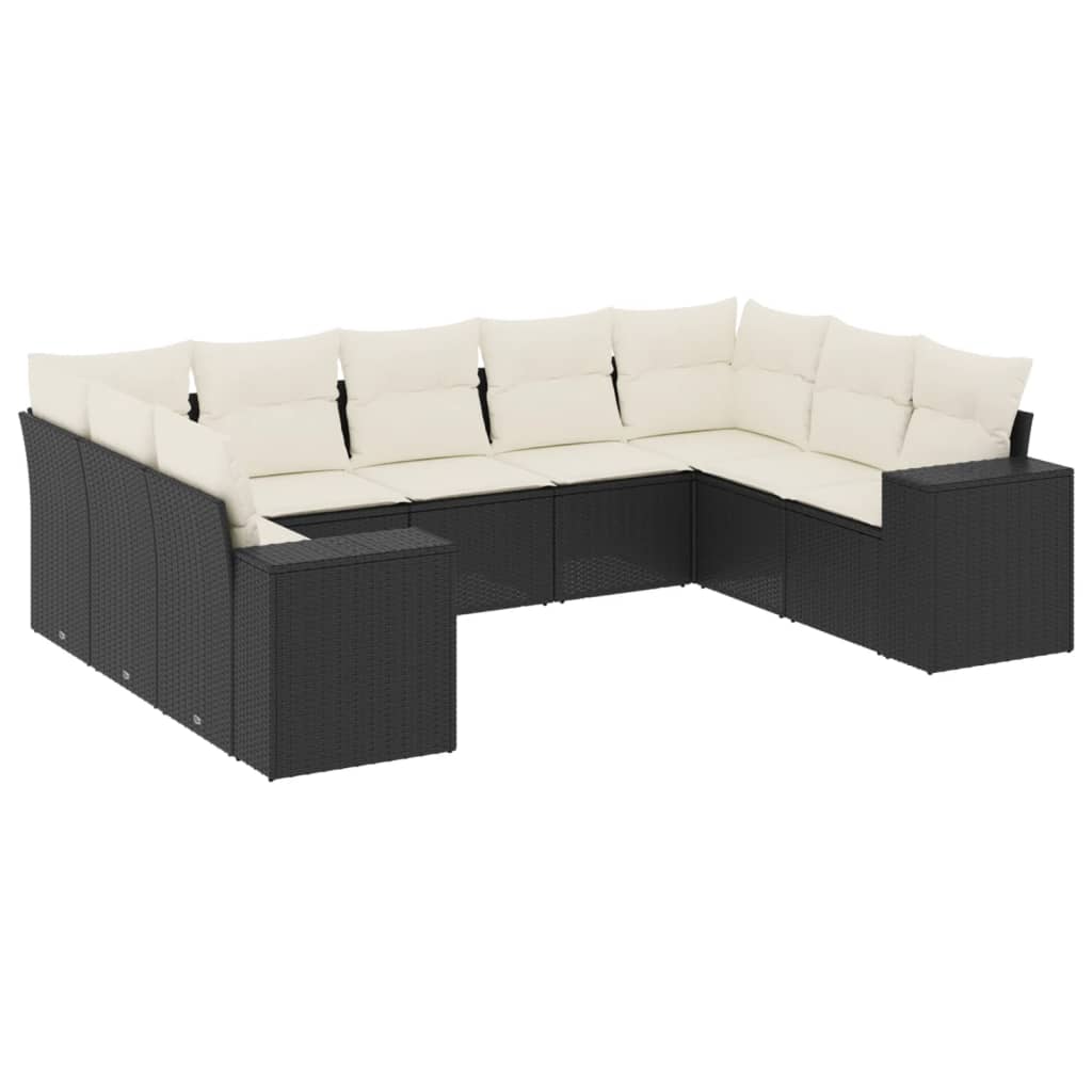 Garden Sofa Set Black PE rattan Large Adjustable Feet