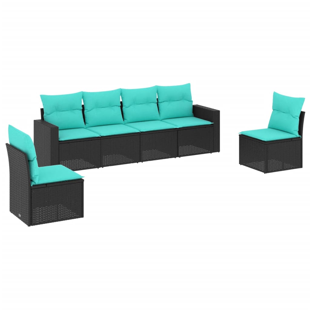 Garden Sofa Set Black PE rattan Large Adjustable Feet