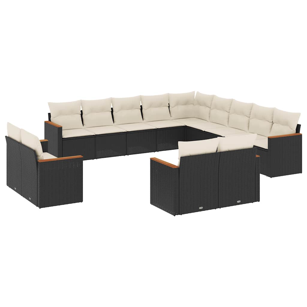 Garden Sofa Set Black PE rattan Large Adjustable Feet