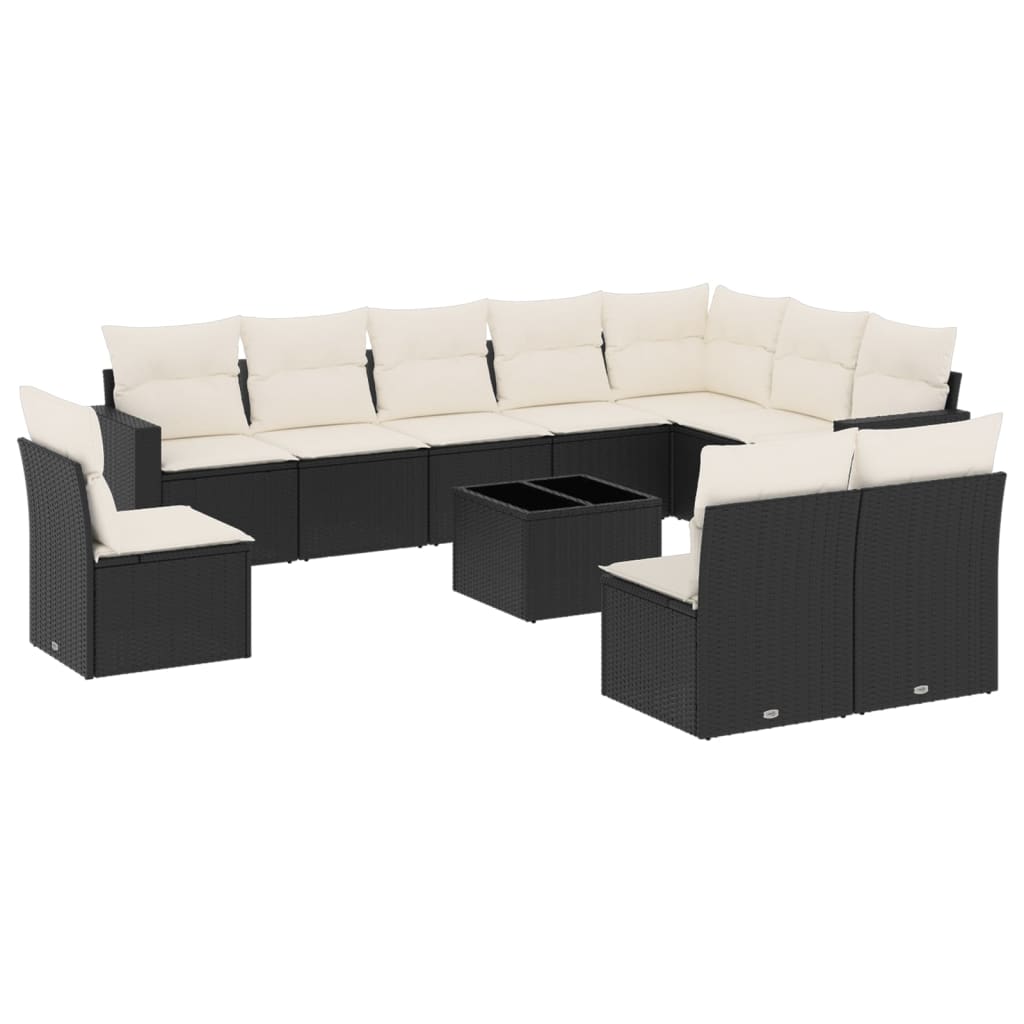 Garden Sofa Set Black PE rattan Large Adjustable Feet