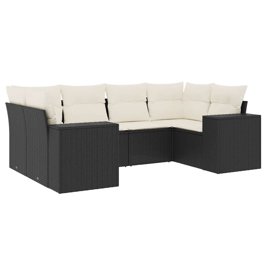 Garden Sofa Set Black PE Rattan Large Adjustable Feet