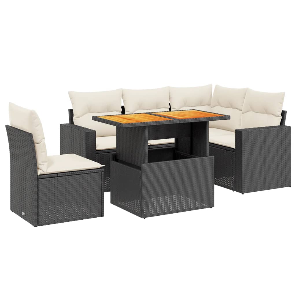 Garden Sofa Set Black PE rattan Large Adjustable Feet