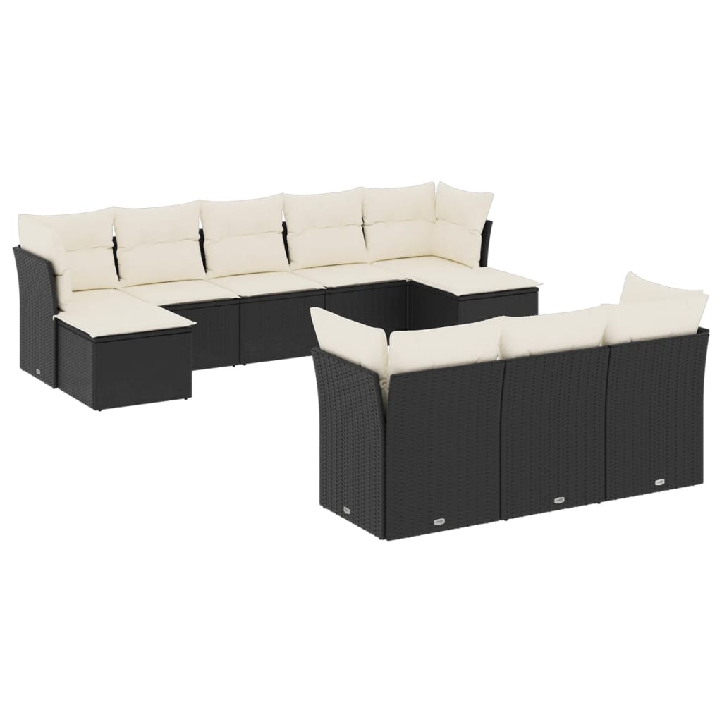 Garden Sofa Set Black PE rattan Large Adjustable Feet