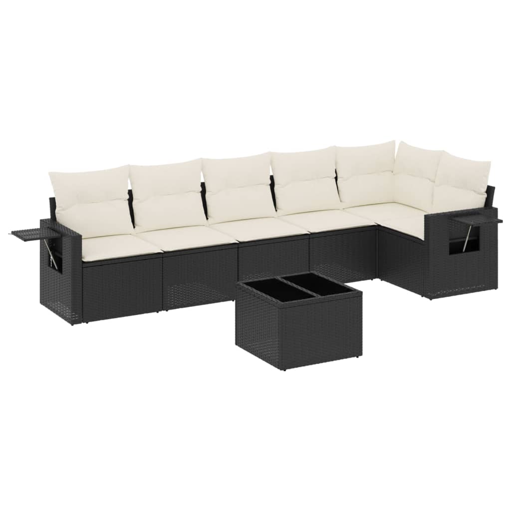 Garden Sofa Set Black PE rattan Large Adjustable Feet