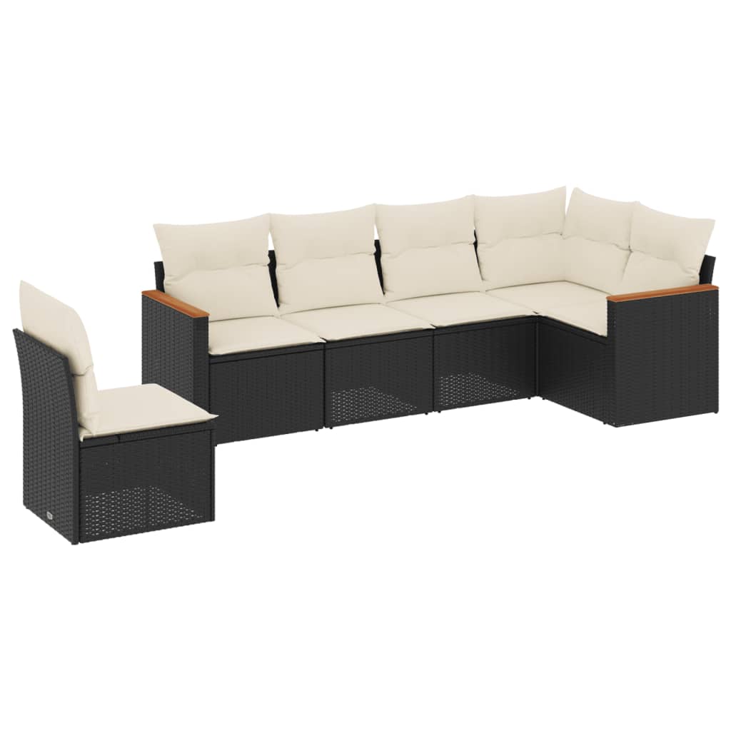 Garden Sofa Set Black PE rattan Large Adjustable Feet