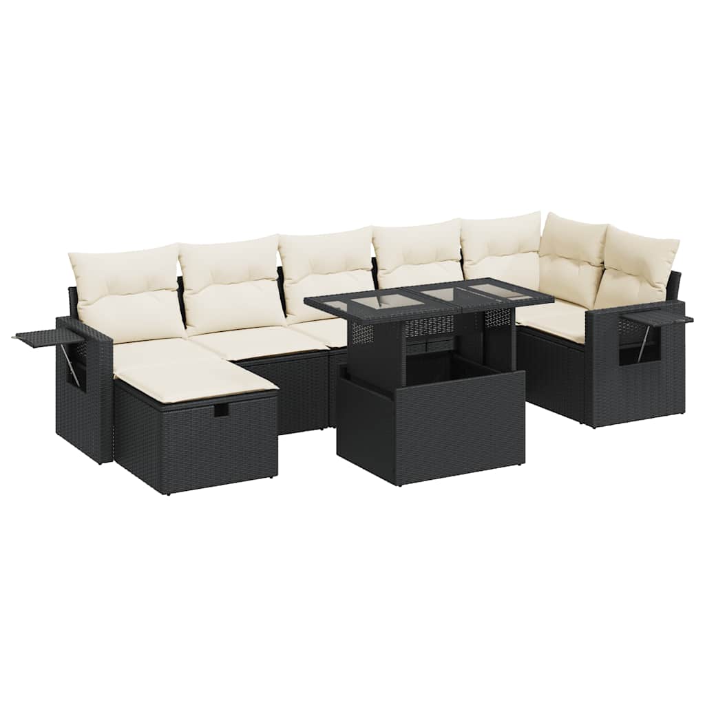Garden Sofa Set Black PE rattan Large Adjustable Feet