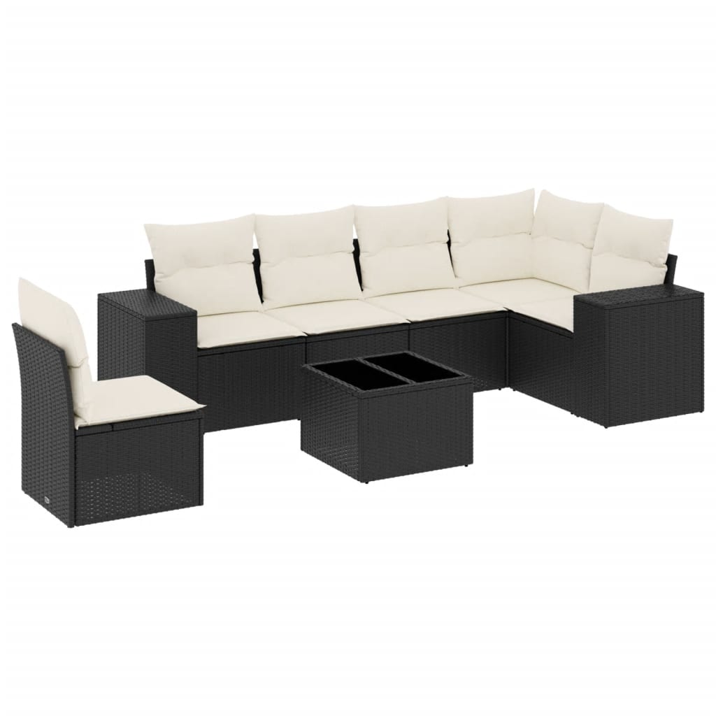 Garden Sofa Set Black PE rattan Large Adjustable Feet