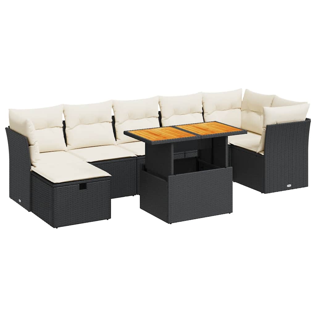 Garden Sofa Set Black PE rattan Large Adjustable Feet