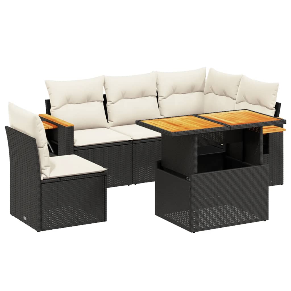 Garden Sofa Set Black PE Rattan Large Foldable Garden Sofa Set