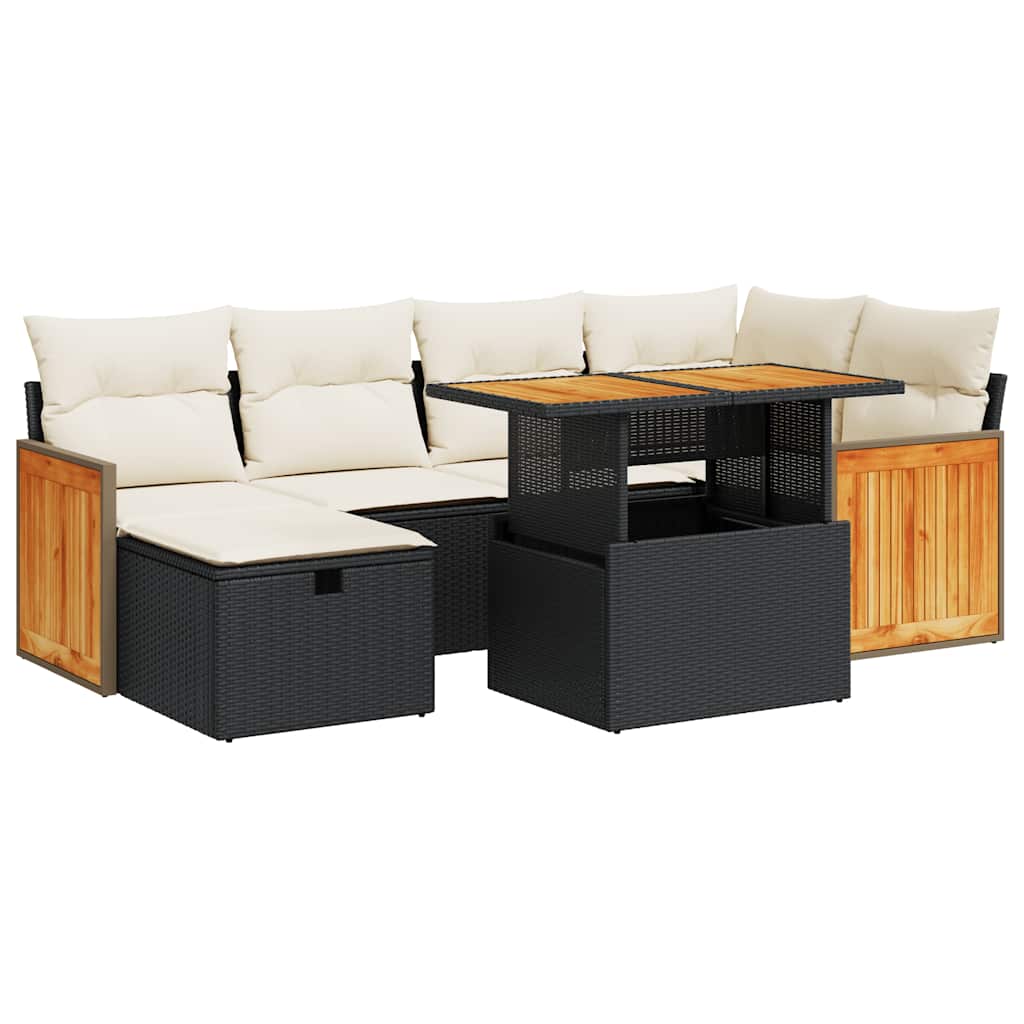 Garden Sofa Set Black PE Rattan Large Garden Sofa Set