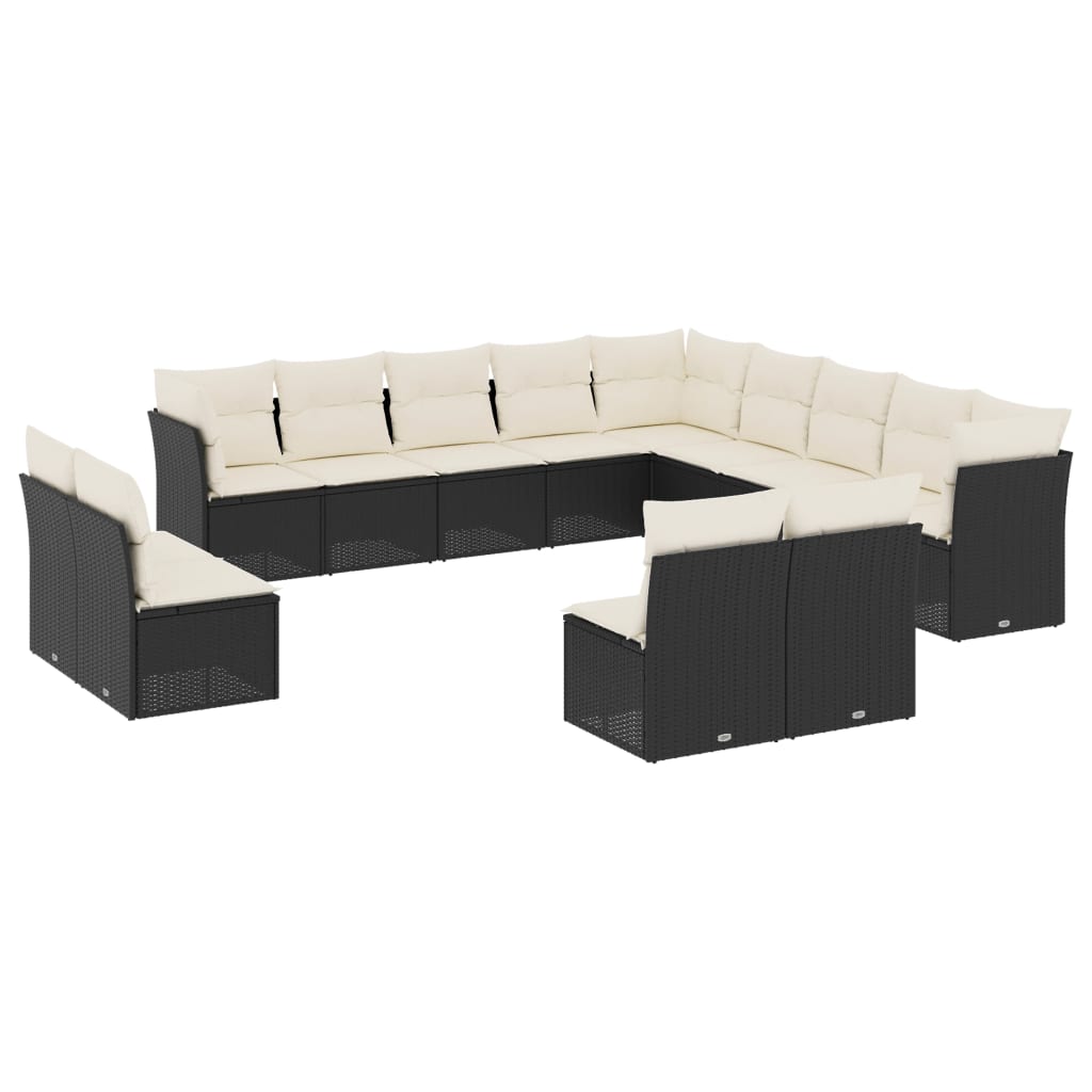 Garden Sofa Set Black PE rattan Large Garden Sofa Set