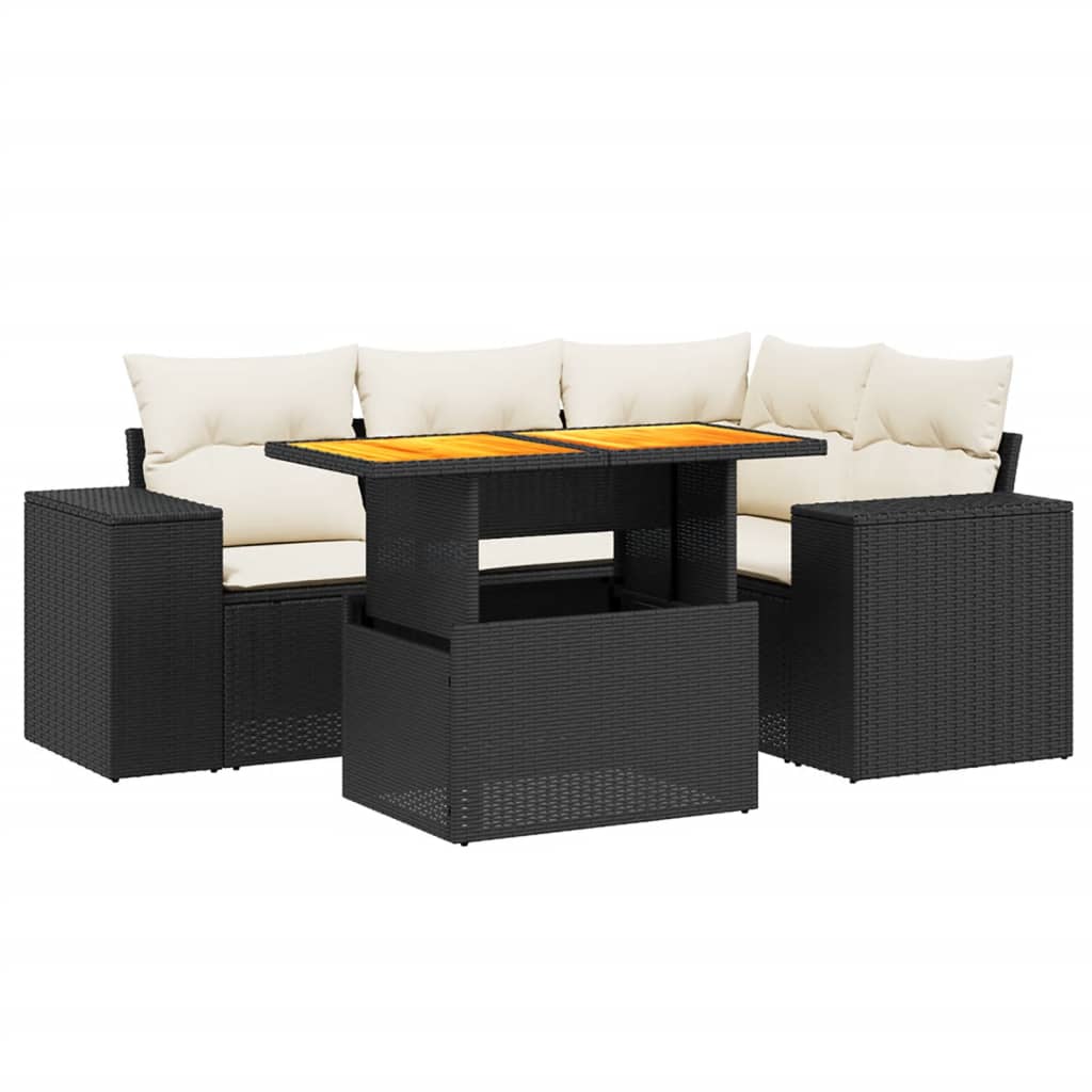 Garden Sofa Set Black PE Rattan Large Garden Sofa Set