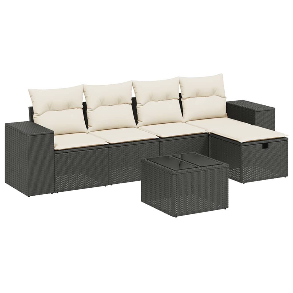 Garden Sofa Set Black PE Rattan Large Modular Garden Sofa Set