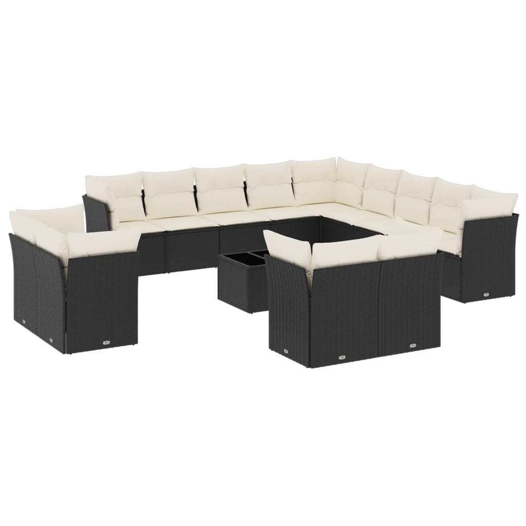 Garden Sofa Set Black PE Rattan Large Modular Garden Sofa Set